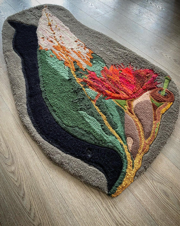 Large gum leaf wool rug