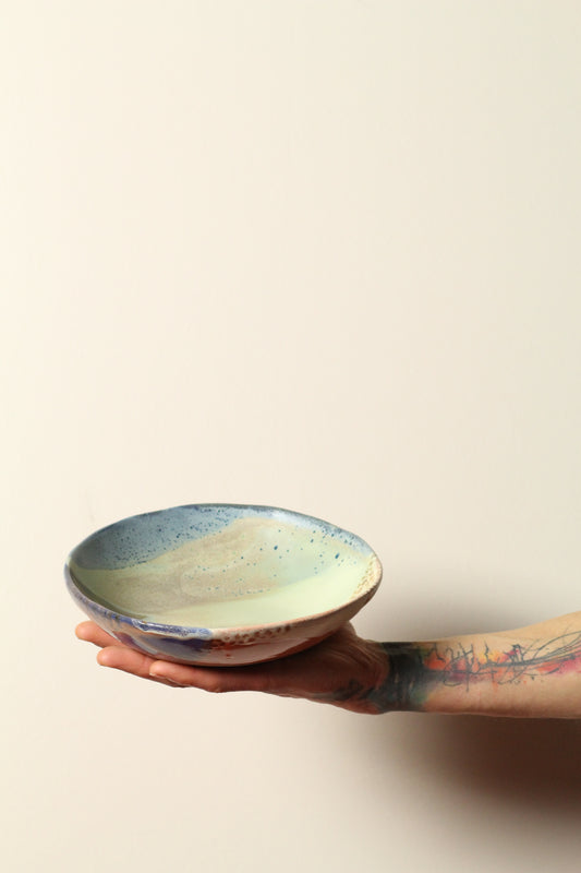 π€ Polka Dot Painter Bowl | Olive, Blue & Peach | Handcrafted Ceramic