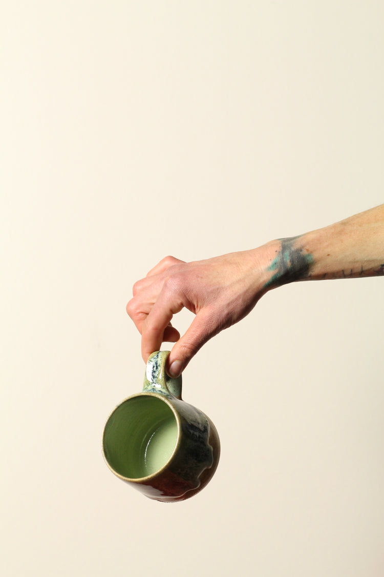 π§ Drippy Green | Painter Mug in Salted Green, Blue & Tan | Handcrafted Ceramic