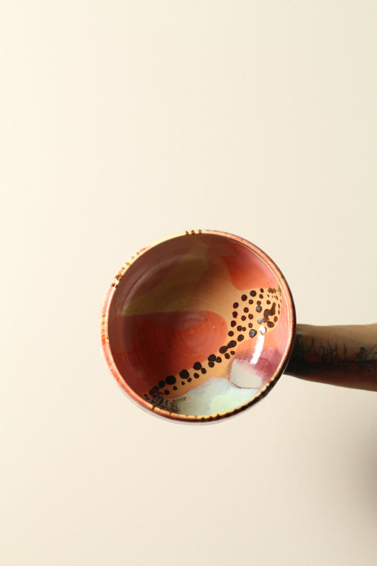 Polka Dot Painter Pedestal | Handcrafted Ceramic Stand with Colourful Interior | 200mm