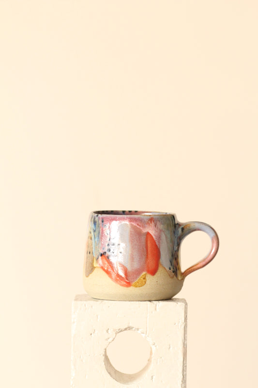 🟣 Carousel – Polka Dot Painter Mug in Red, Yellow & Purple | Handcrafted Ceramic