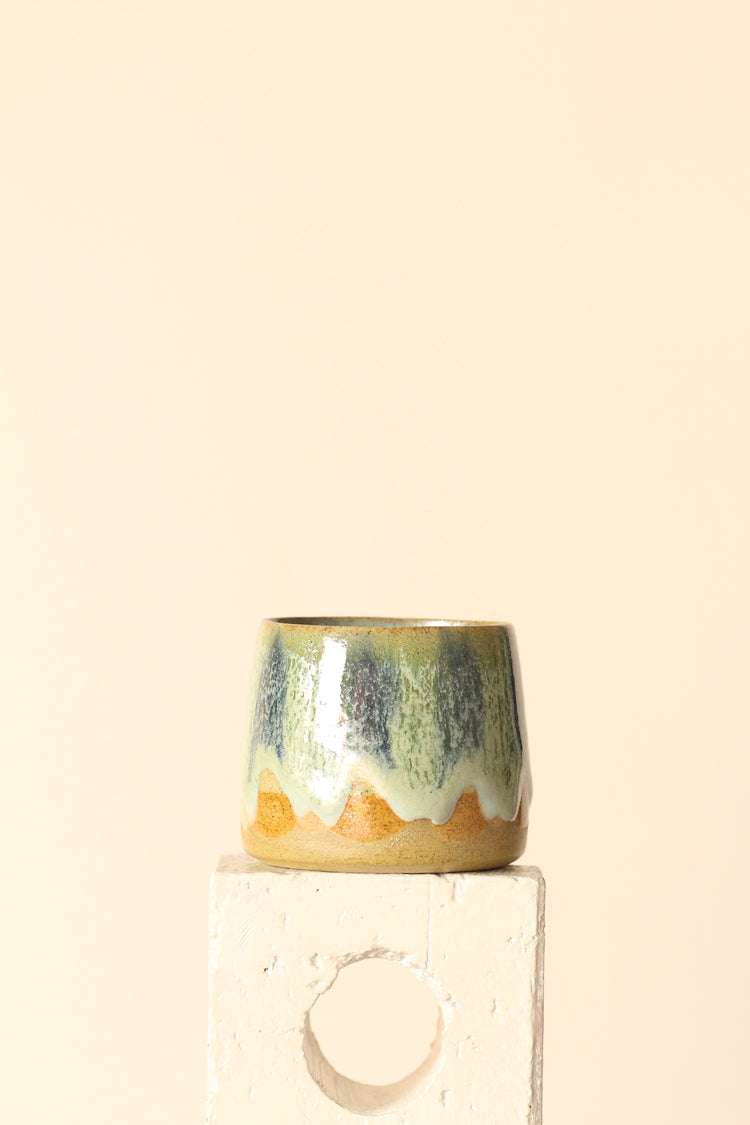 π§ Drippy Green | Painter Mug in Salted Green, Blue & Tan | Handcrafted Ceramic