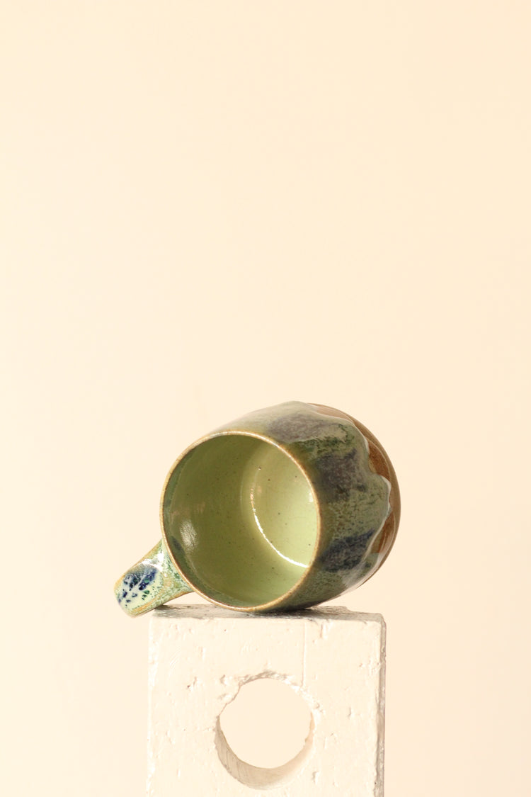 π§ Drippy Green | Painter Mug in Salted Green, Blue & Tan | Handcrafted Ceramic