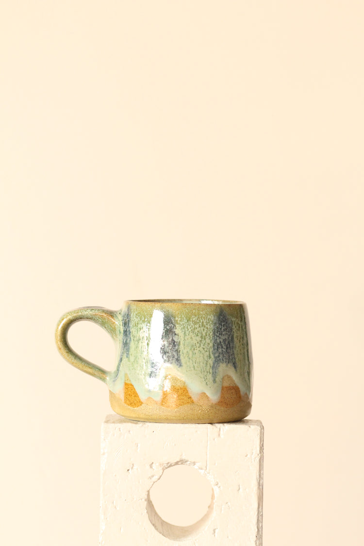 π§ Drippy Green | Painter Mug in Salted Green, Blue & Tan | Handcrafted Ceramic