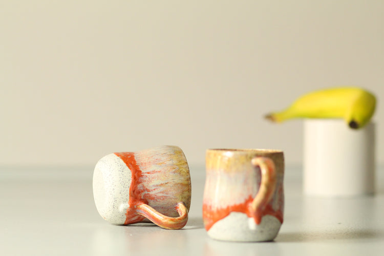 Small Falling Petticoat Pink mugs (set of 2)