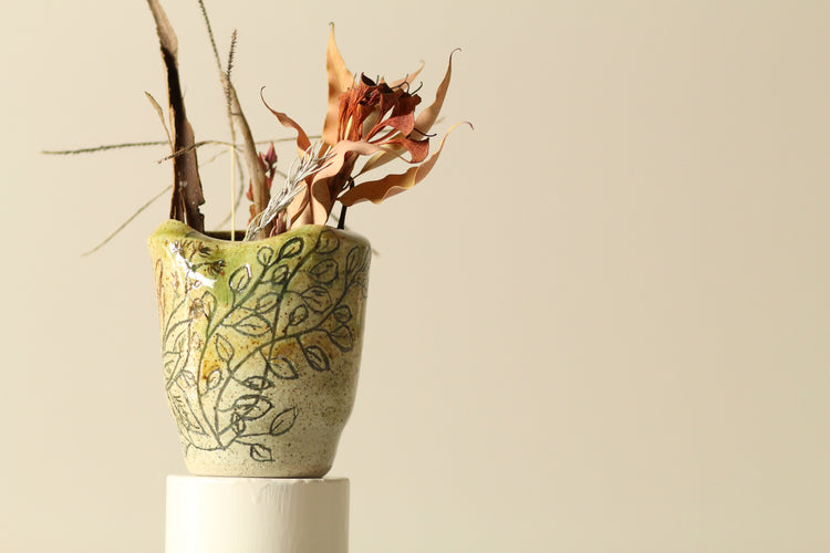 Protea Blossom Vase – Hand-Carved Stoneware by Allthingswhiting