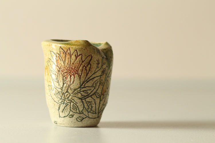 Protea Blossom Vase – Hand-Carved Stoneware by Allthingswhiting