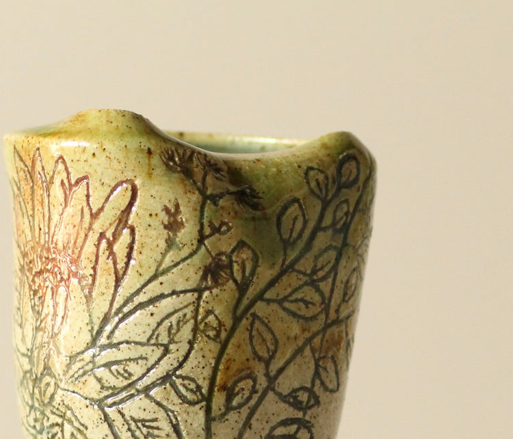 Protea Blossom Vase – Hand-Carved Stoneware by Allthingswhiting