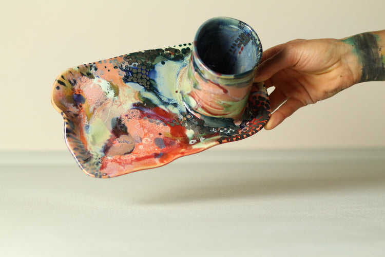 Toothbrush holder and platter