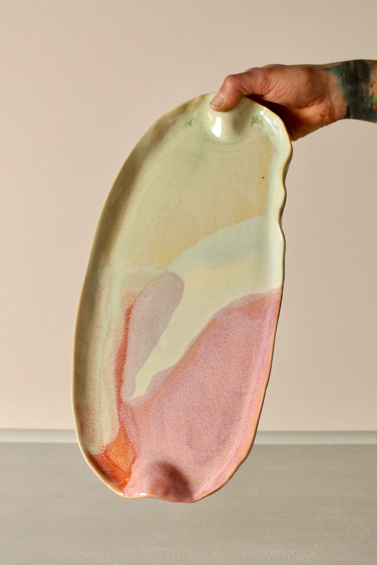 Large pastel frilled platter