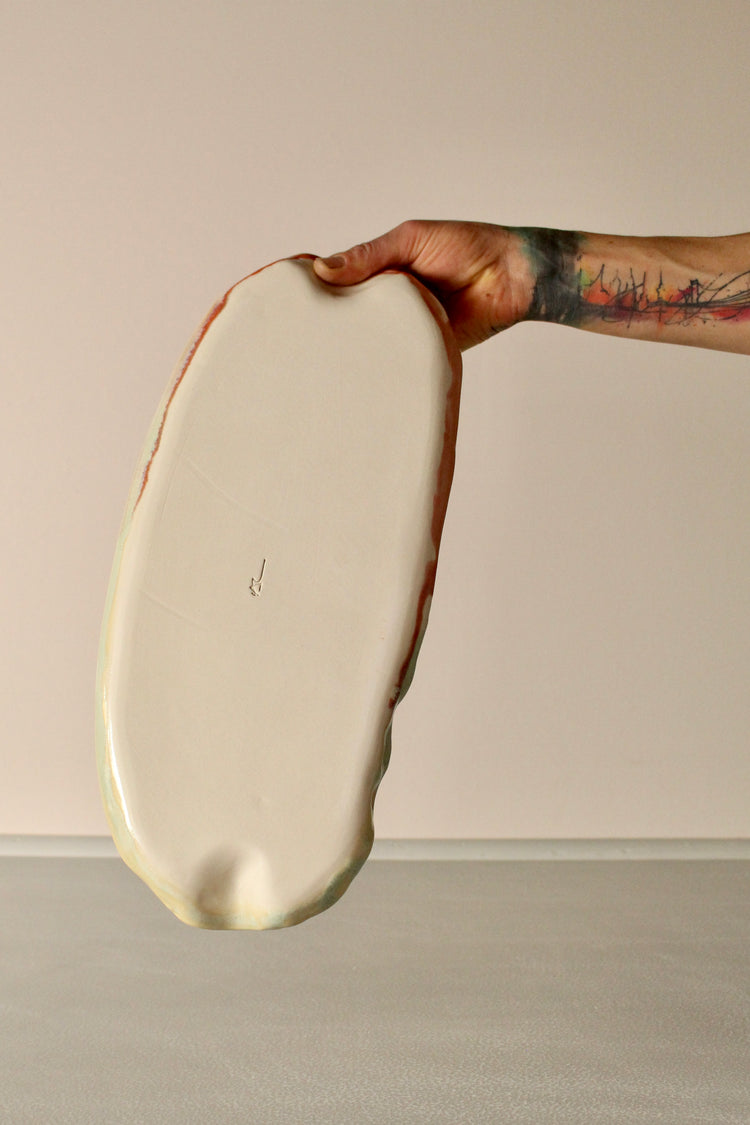 Large pastel frilled platter