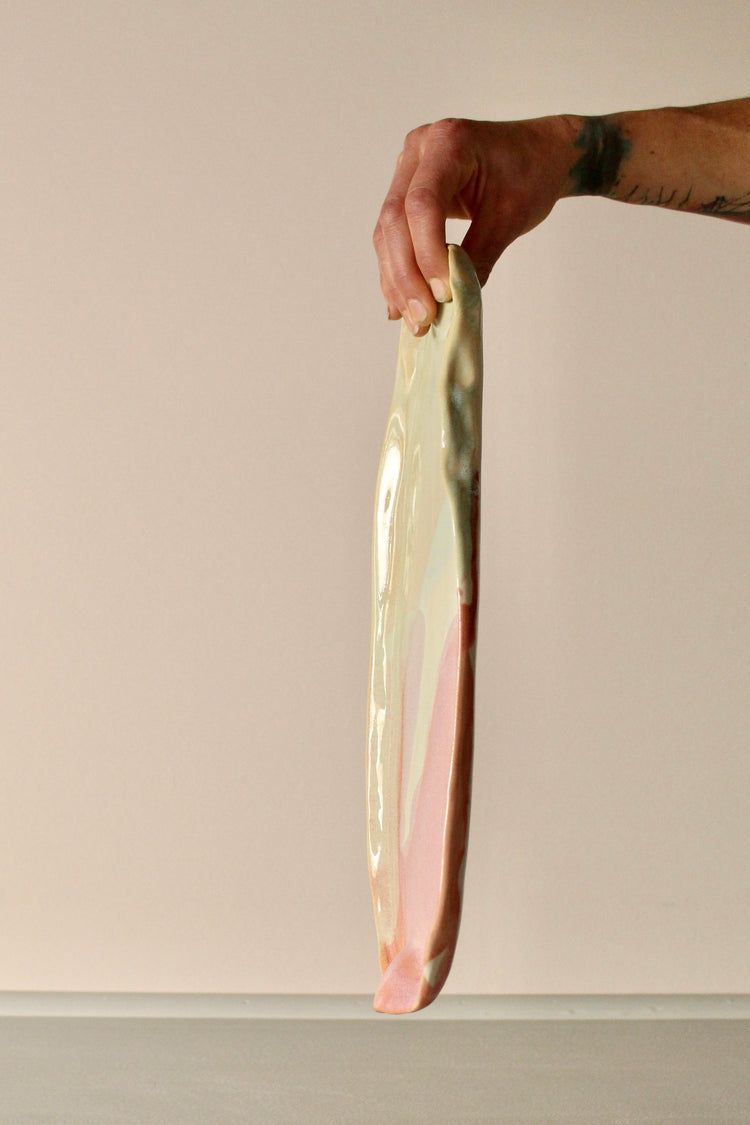 Large pastel frilled platter