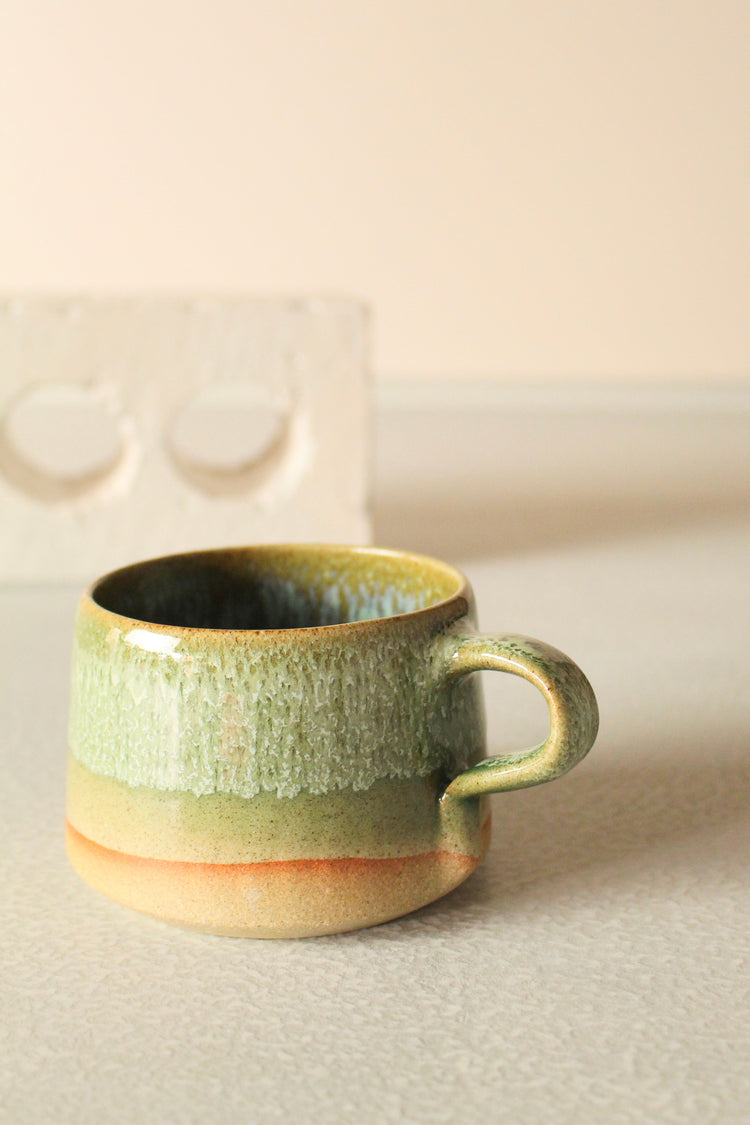 Pair of green salted angular Mugs 250ml