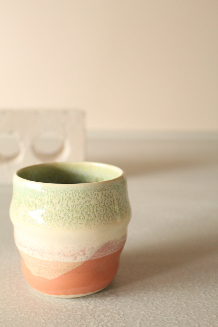 Salted pink and green ribbed tumbler 300ml