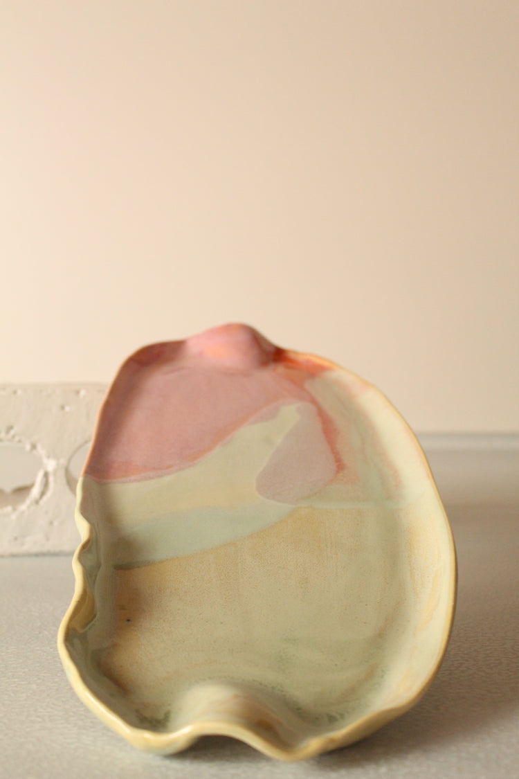 Large pastel frilled platter
