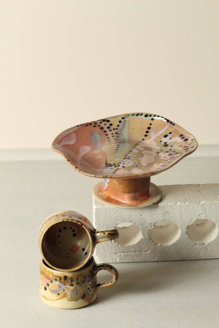 Spots and Dots Pedestal Plate
