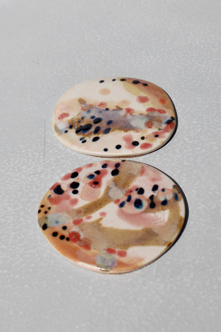 Coasters – Painterly White, Pink & Black (Pair)
