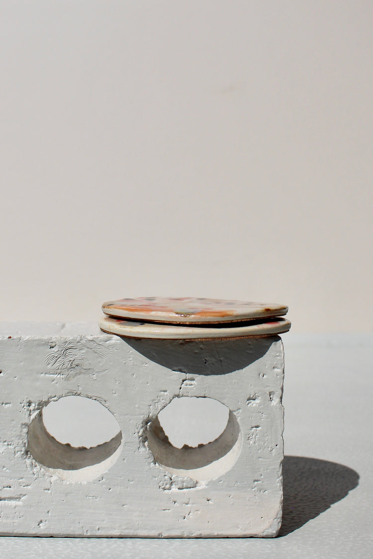Coasters – Painterly White, Pink & Black (Pair)