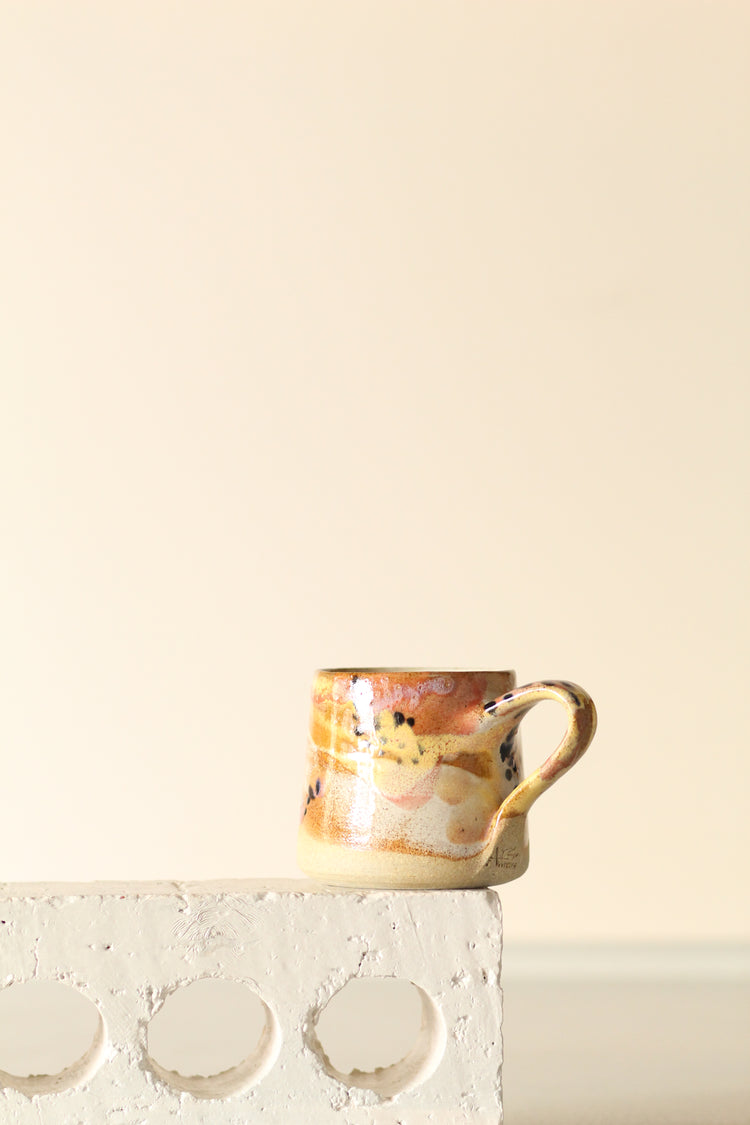 Pastel Polka Dot Ceramic Mug | Tall |Pink, Yellow, White with Black Dots