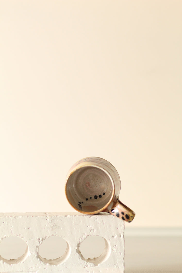 Pastel Polka Dot Ceramic Mug | Tall |Pink, Yellow, White with Black Dots