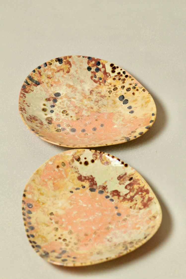 High Sided Plate - Orange, yellow green spots