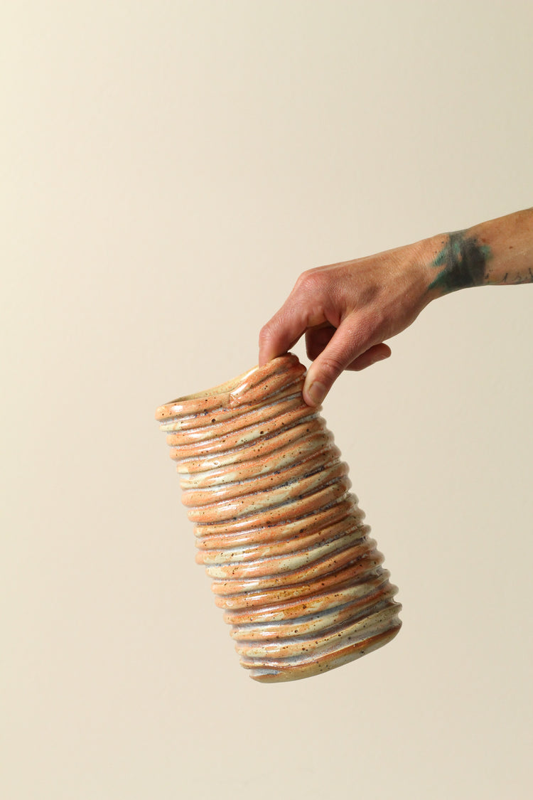 Orange Salt Coil Vase
