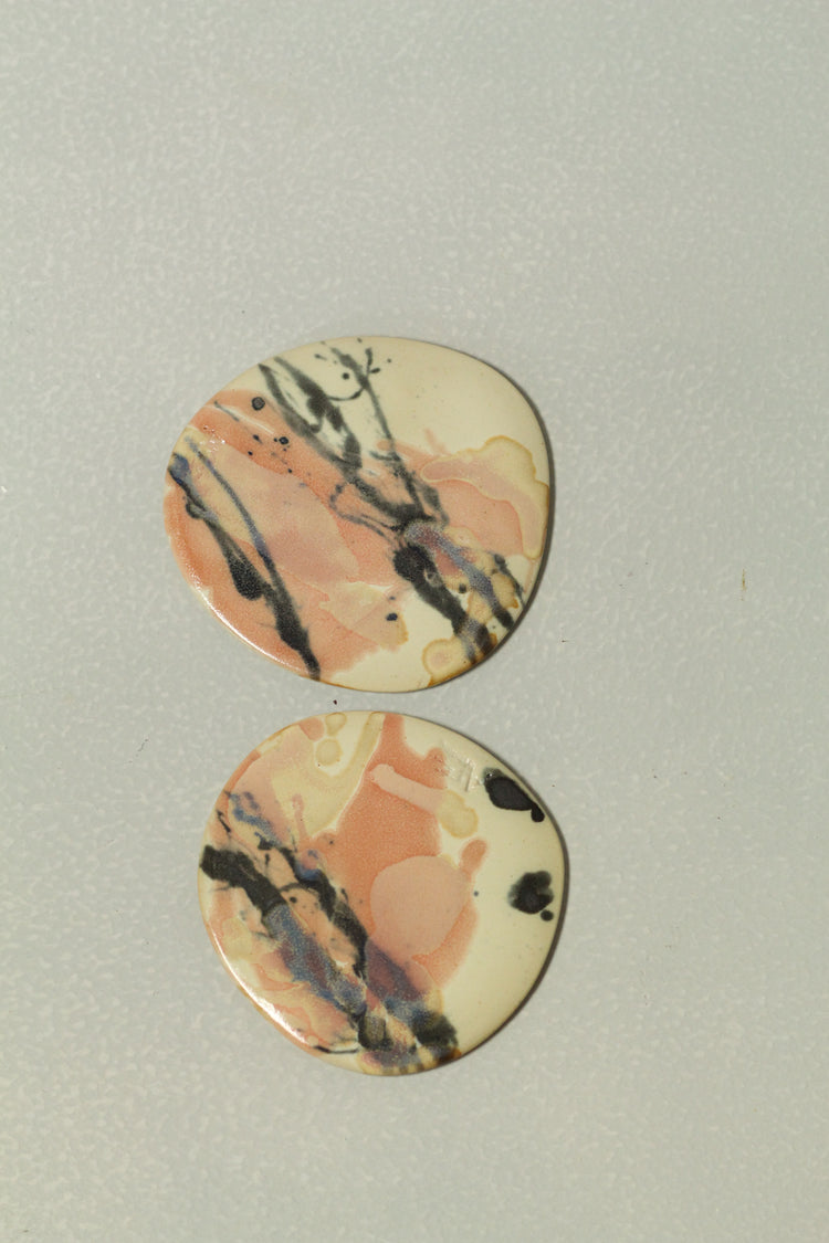 Coasters – Painterly White, Pink & Black splash (Pair)