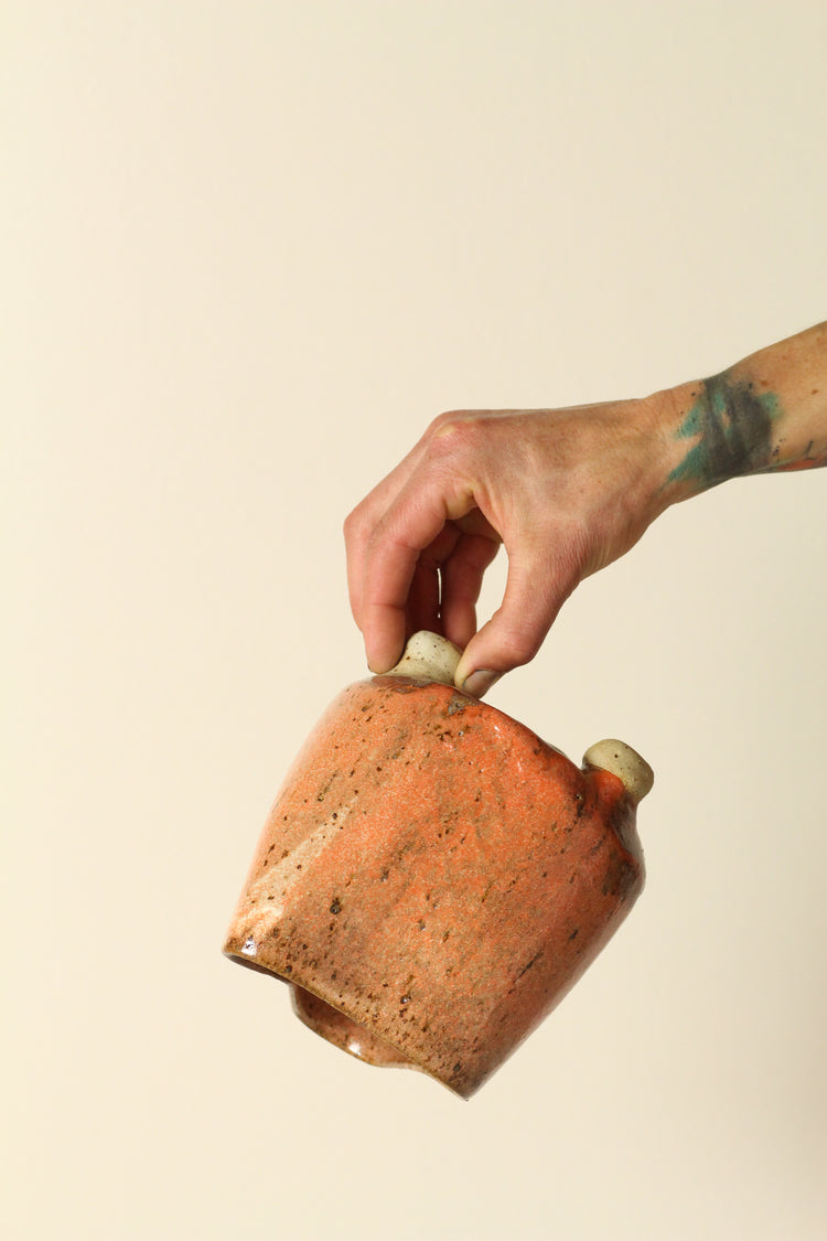 Orange Salt utensil holder with feet