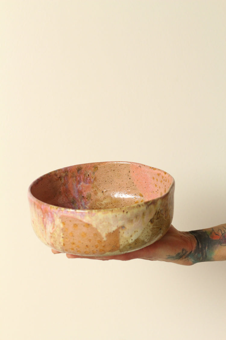Pink painterly Large serving bowl