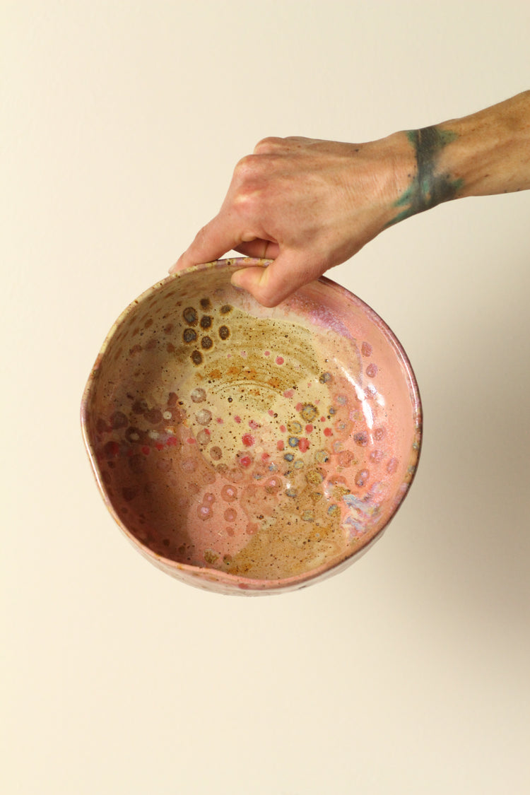 Pink painterly Large serving bowl