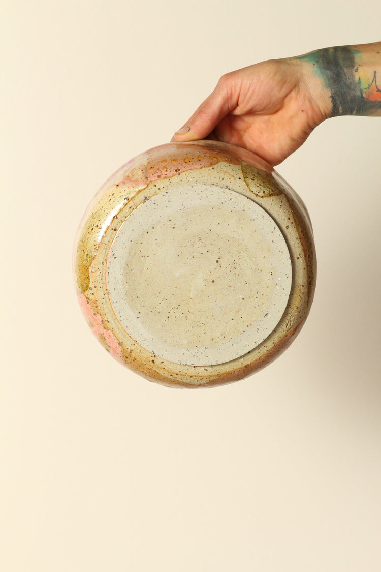 Pink painterly Large serving bowl