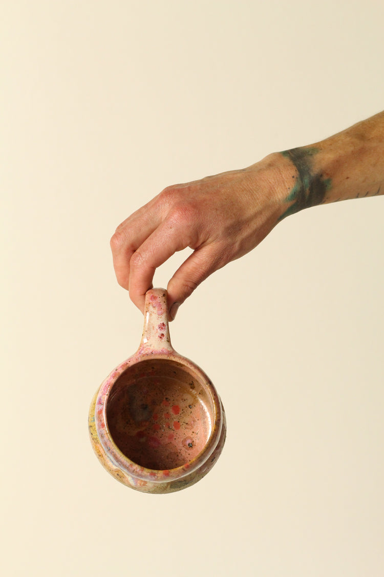 Pink beige and red dotted bubble mug