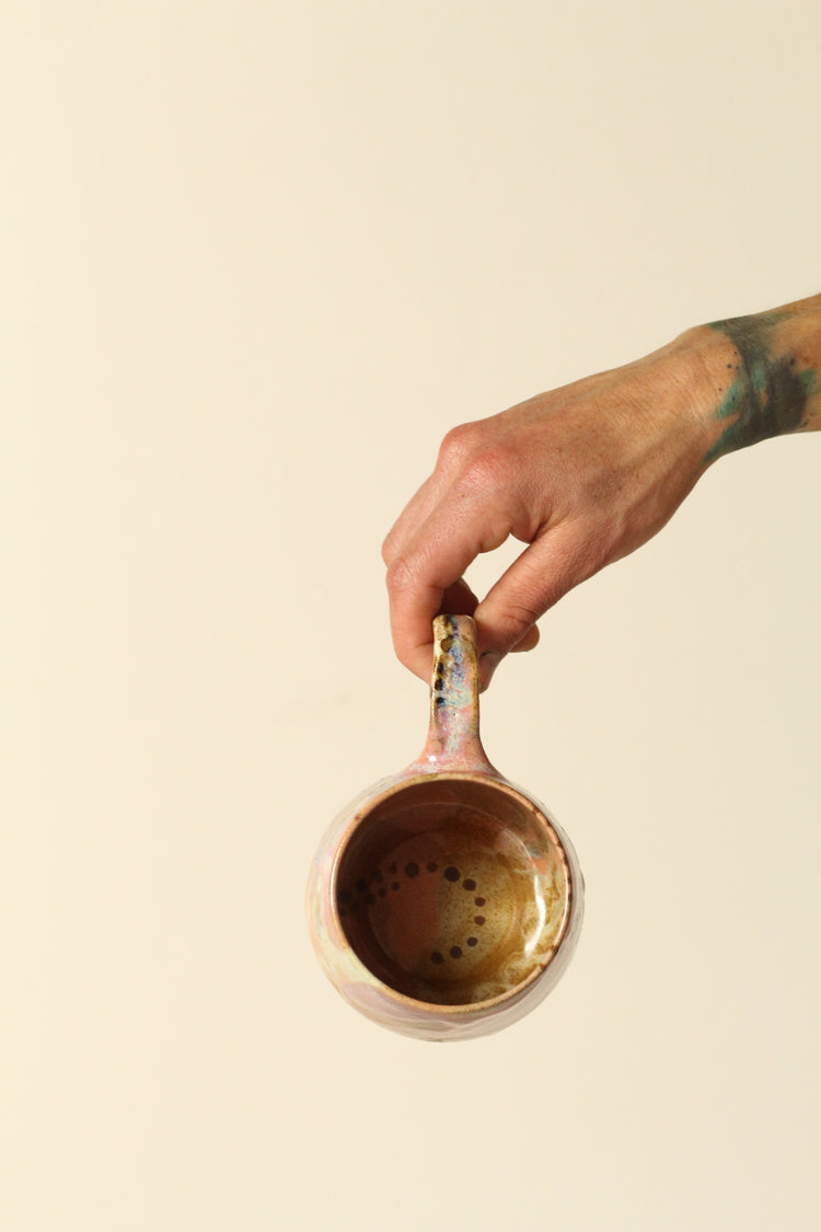 Pink, peach and blue painterly mug