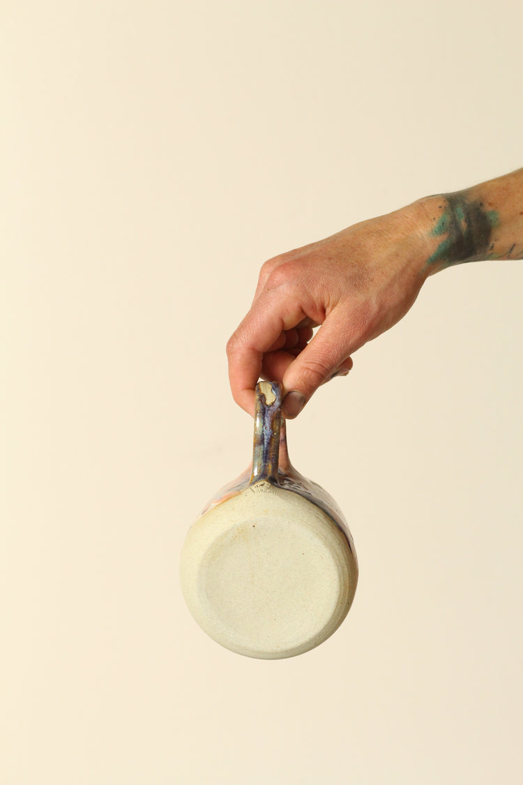 Pink, peach and blue painterly mug