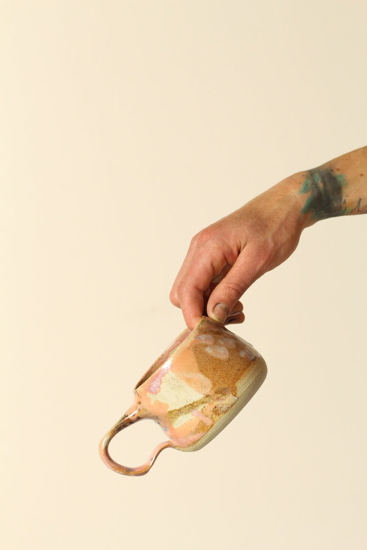 Pink, peach and blue painterly mug