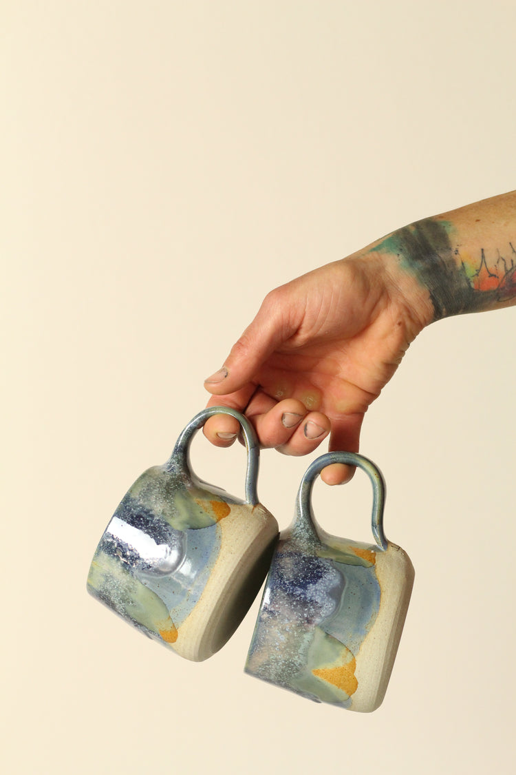 Pastel Ceramic Mug | In Blue, Green, Yellow and White