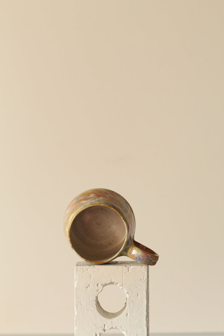 Xtra large painterly Mug, pink, yellow, white blue dots