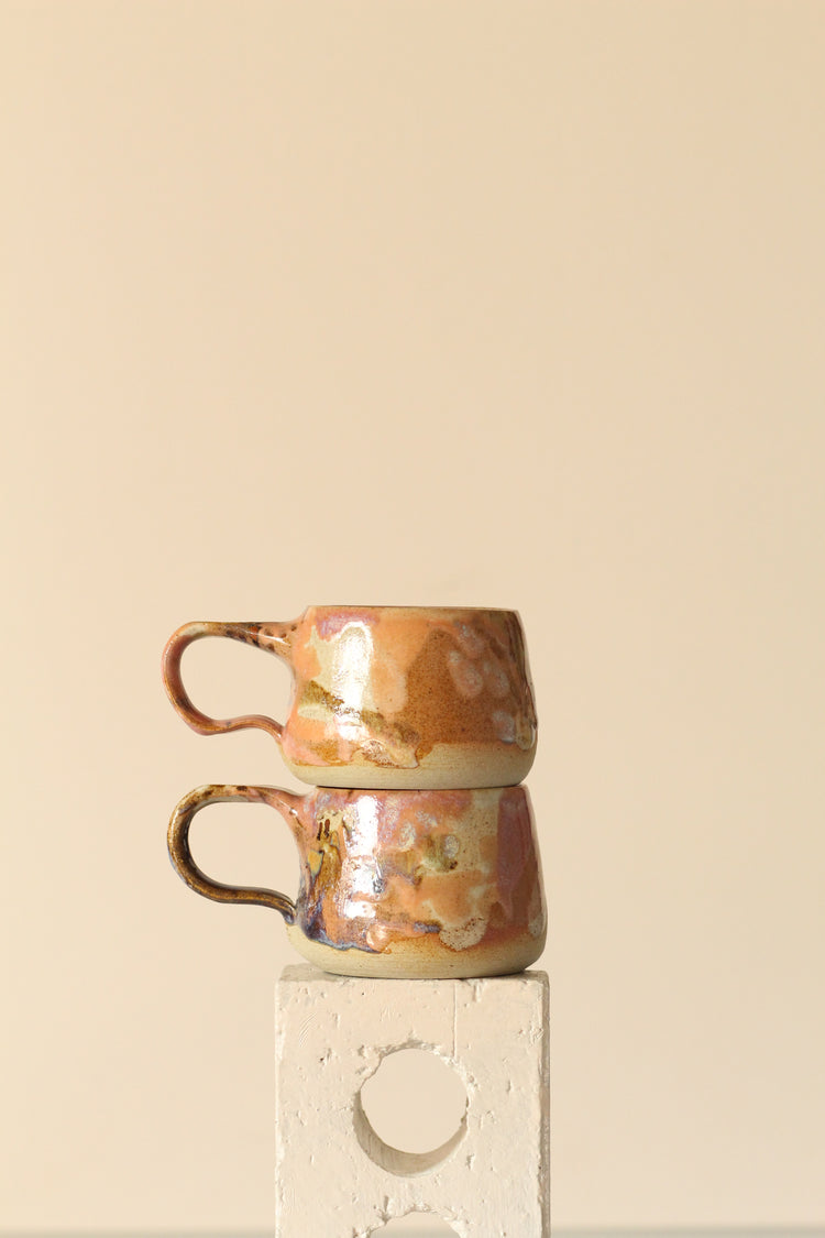 Pink, peach and blue painterly mug