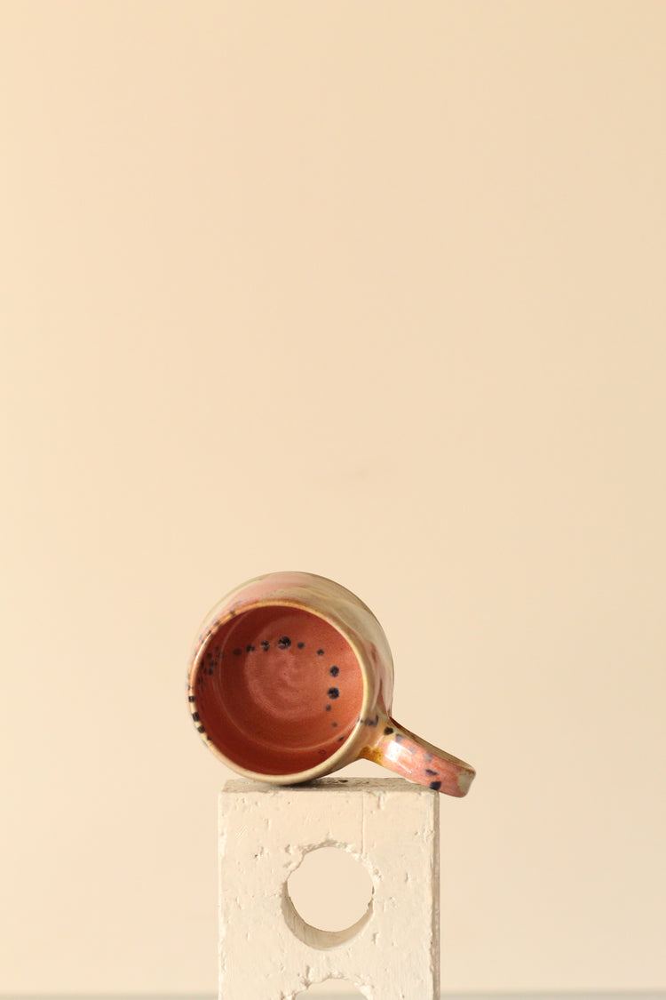 Pastel Polka Dot Ceramic Mug | In Pink, Yellow, White with Black Dots