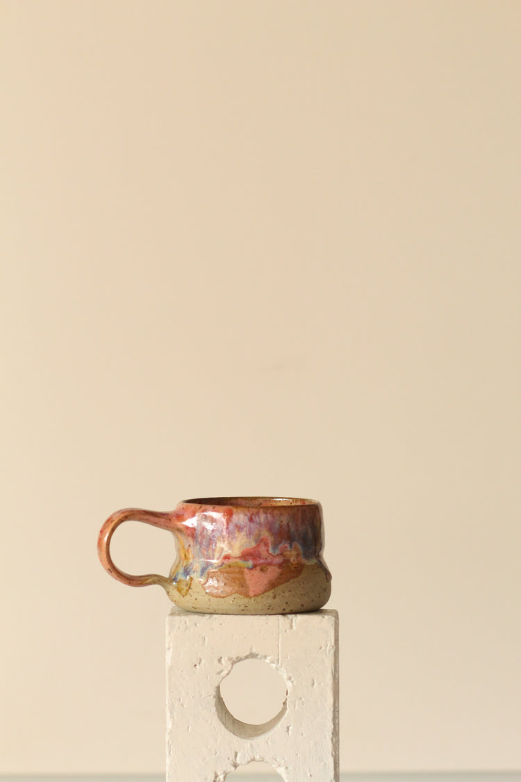 Pink beige and red dotted bubble mug