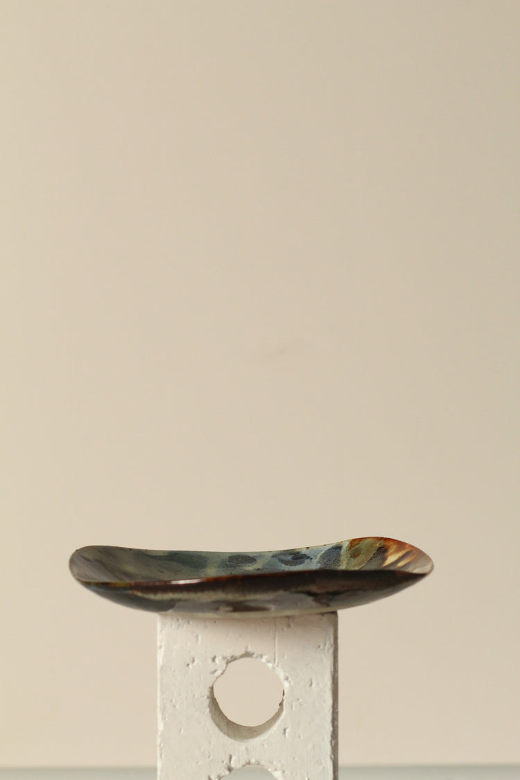 High Sided Plate - Rust, yellow, green, blue, crimson