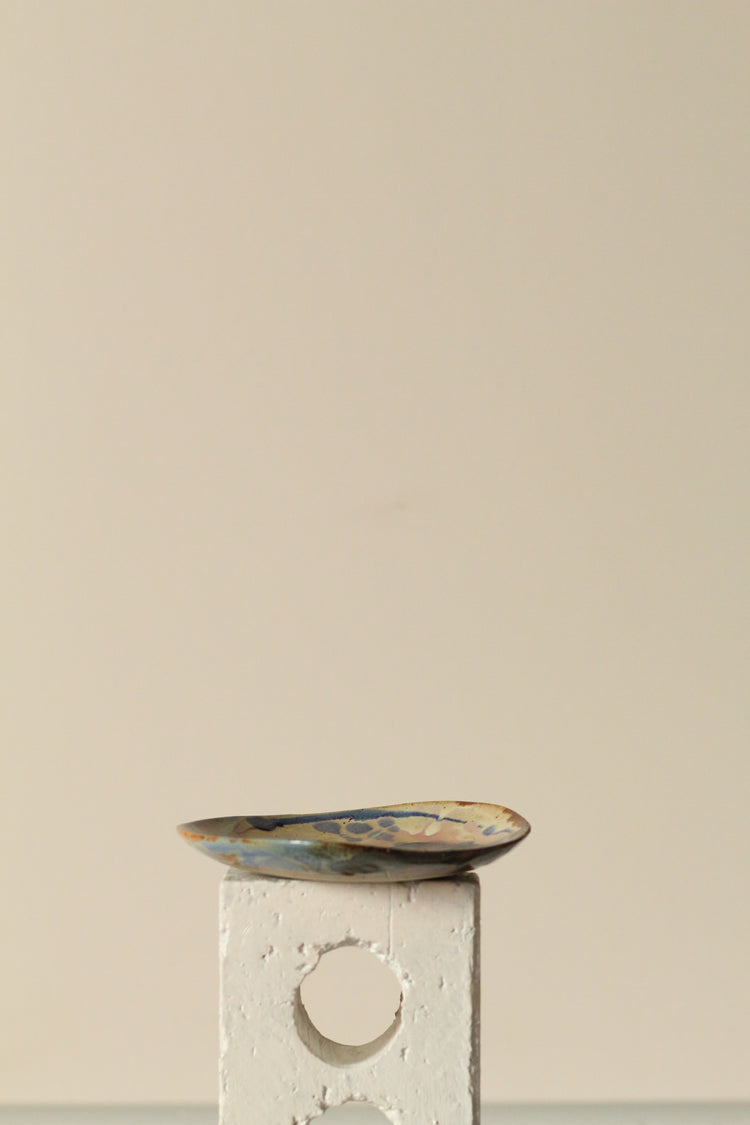 Freeform small side plates - Rust, green, blue and yellow