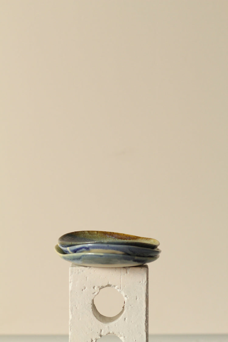 Freeform small side plates - Ocean view with blue