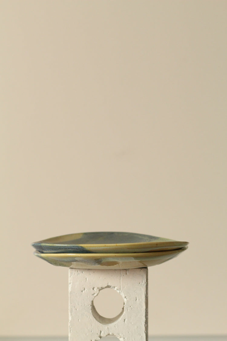 High Sided Plate - Ocean view with blue