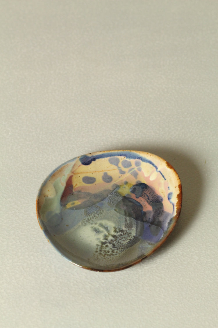 Freeform small side plates - Rust, green, blue and yellow
