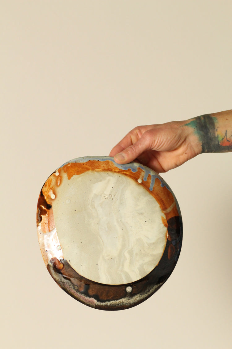 High Sided Plate - Rust, yellow, green, blue, crimson