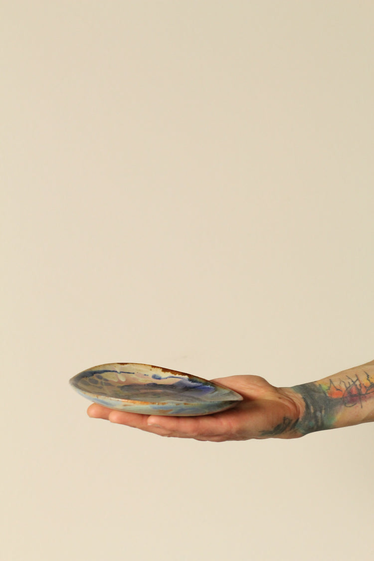 Freeform small side plates - Rust, green, blue and yellow