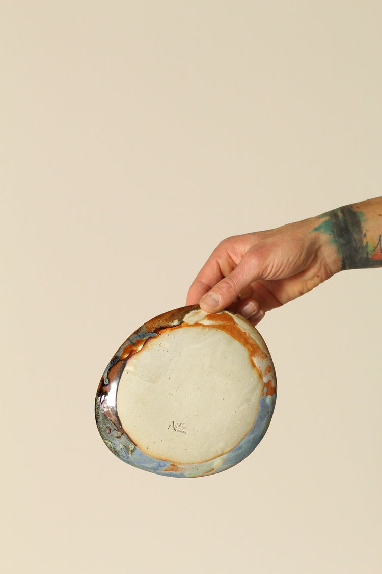 Freeform small side plates - Rust, green, blue and yellow