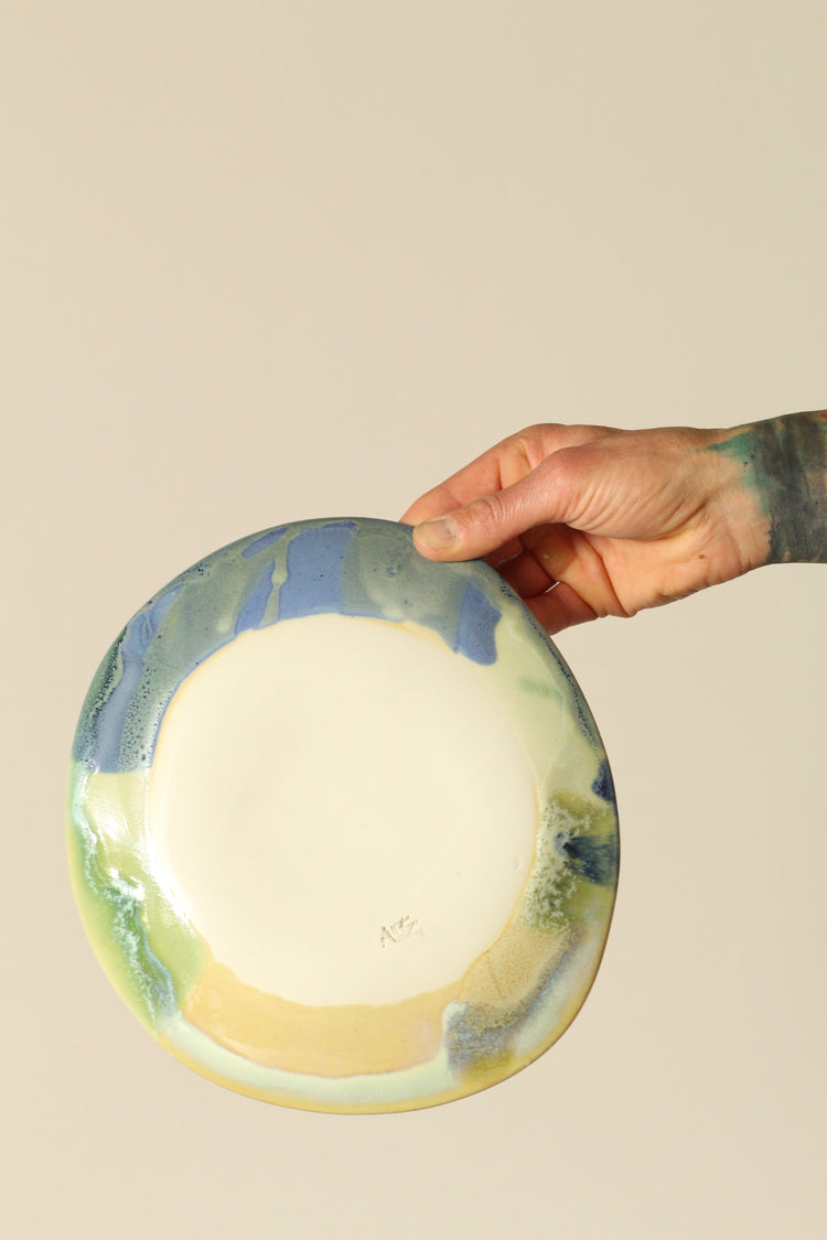 High Sided Plate - Ocean view with blue