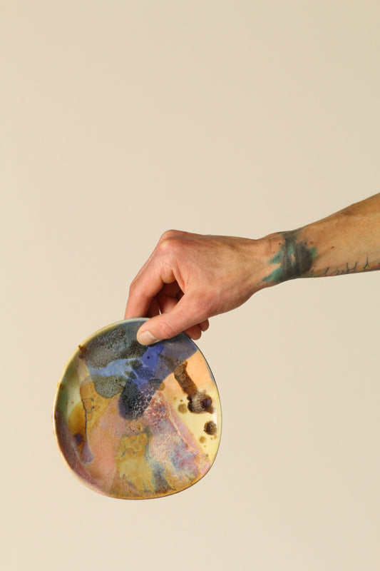 Freeform small side plates - peach, pink, tan and blue